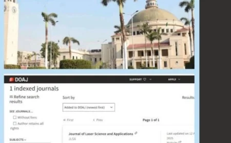 انضمام مجلة معهد الليزر بجامعة القاهرة إلى قواعد بيانات DOAJ العالمية يعزز من انتشار الأبحاث العربية