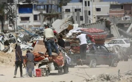 استشهاد 4 فلسطينيين جراء قصف خيمة في غرب خان يونس بقطاع غزة