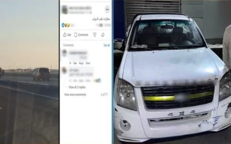 ضبط قائد سيارة ربع نقل أثناء هروبه بعد اصطدامه بعدة سيارات