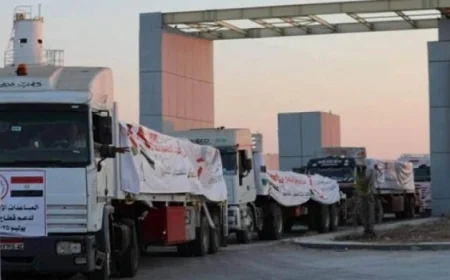 دخول القافلة الإنسانية الـ19 إلى قطاع غزة لدعم الفلسطينيين