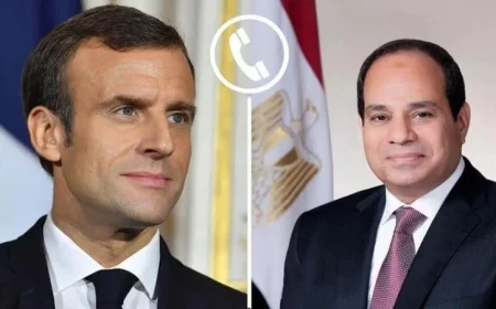 الرئيس السيسي وماكرون يناقشان تعزيز العلاقات الثنائية وأحدث تطورات الأوضاع الإقليمية