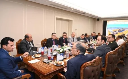 وزير الرياضة ومحافظ بورسعيد يستعرضان تقدم أعمال بناء استاد المصري ببورسعيد