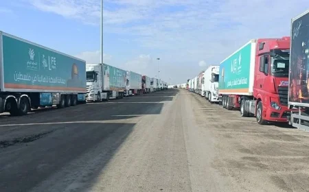 دخول القافلة الإنسانية الـ 22 إلى قطاع غزة لدعم الفلسطينيين