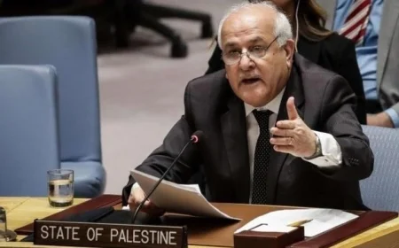 دعوة مندوب فلسطين بالأمم المتحدة للتكاتف في مواجهة مخططات إسرائيل في الشرق الأوسط