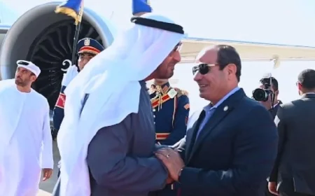 الرئيس السيسي يرحب برئيس الإمارات في مطار العلمين ويعزز العلاقات المصرية الإماراتية