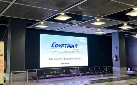 بالصور مصر للطيران تبدأ حملة ترويجية كبرى في مطار دوسلدورف ألمانيا