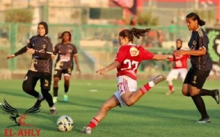اكتساح الأهلي لاتحاد بسيون بنتيجة 9-0 في دوري الكرة النسائية