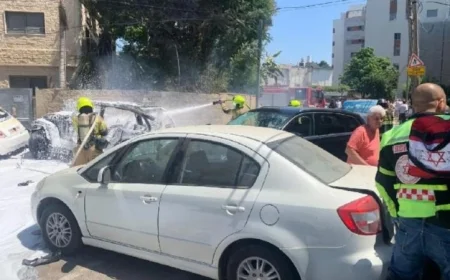 انفجار سيارة وسط إسرائيل يتسبب في إصابة خمسة أشخاص