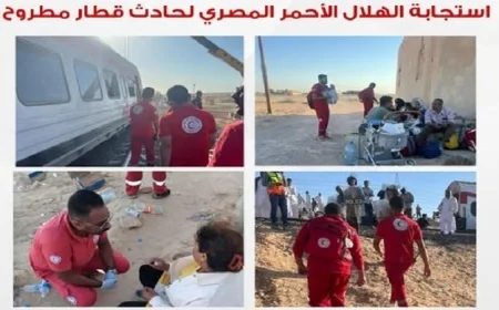 الهلال الأحمر يقدم الدعم لضحايا حادث قطار مطروح خلال زيارتهم في المستشفيات