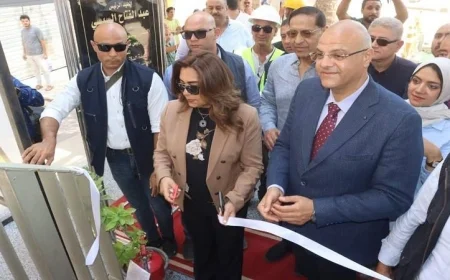 افتتاح كوبري مشاة المجمع الإسلامي من قبل محافظ القليوبية ووزيرة التنمية المحلية