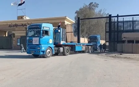 مساعدات إنسانية هامة تصل إلى غزة عبر معبر رفح ضمن القافلة الـ27