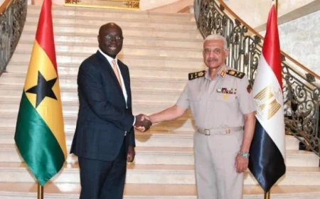 فيديو وصور وزير الدفاع يلتقي بوزير الدفاع الغاني لتعزيز التعاون العسكري المشترك