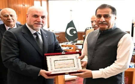 الهباش يطلع رئيس النواب الباكستاني على الكارثة الإنسانية في غزة