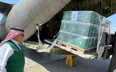 مطار العريش يستقبل الطائرة السعودية رقم 62 ضمن جهود إغاثة الفلسطينيين في غزة