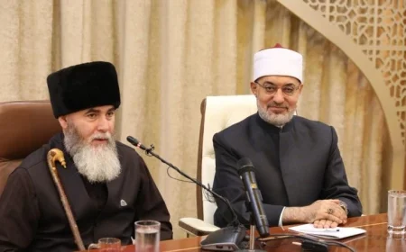 شاهد بالصور مفتي الجمهورية يلتقي مفتي الشيشان لبحث فرص التعاون المشترك