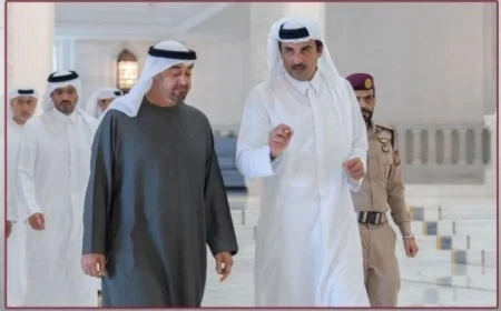 أمير قطر ورئيس الإمارات يناقشان تطورات الأوضاع الإقليمية والدولية