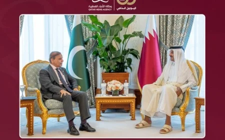 أمير قطر ورئيس وزراء باكستان يناقشان تطورات الأوضاع الإقليمية والدولية لتعزيز التعاون