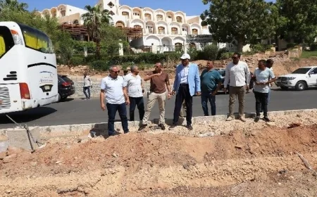 محافظ أسوان يزور مشروع تطوير وتوسعة وتجميل طريق السادات لتحسين البنية التحتية