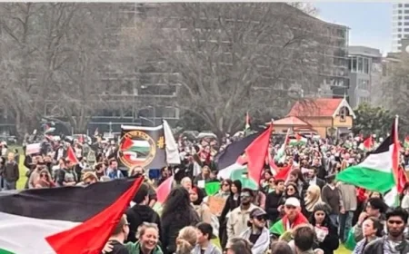الآلاف يحتشدون في أكبر مدن نيوزيلندا لدعم القضية الفلسطينية