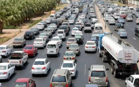 النشرة المرورية: اختناقات مرورية على طريق الأوتوستراد والكورنيش بسبب تعطل سيارة
