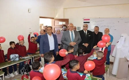 محافظ القليوبية يشارك في طابور الصباح ويفتتح جولة تفقدية لمدارس بنها