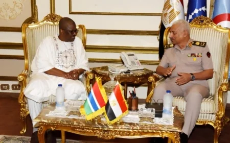 لقاء وزير الدفاع والإنتاج الحربي مع نظيره من جمهورية جامبيا يعزز التعاون الثنائي