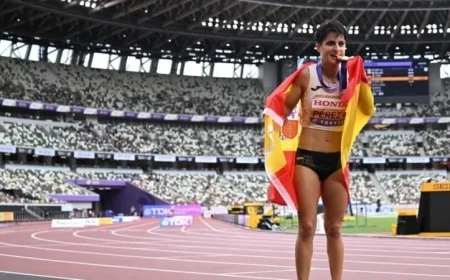ماريا بيريز تفوز بذهبية المشي 20 كلم في بطولة العالم لألعاب القوى
