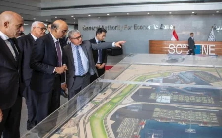 رئيس سنغافورة يزور منطقة قناة السويس الاقتصادية في السخنة وجمال الدين يناقش تعزيز التعاون