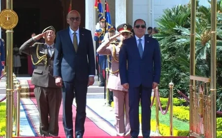 شاهد بالصور مراسم الاستقبال الرسمي لرئيس سنغافورة في قصر الاتحادية