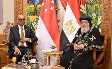 البابا تواضروس يرحب برئيس سنغافورة في المقر البابوي لتعزيز العلاقات الثنائية