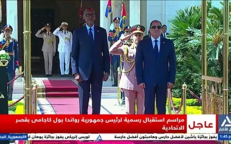 شاهد بالفيديو مراسم استقبال الرئيس السيسي لنظيره الرواندي في قصر الاتحادية