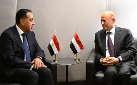 رئيس الوزراء يجتمع مع رئيس مجلس القيادة الرئاسي في اليمن