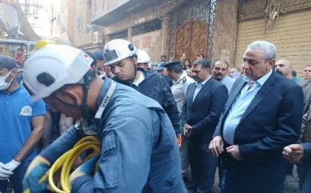 محافظ الغربية يشرف على إزالة أنقاض حريق مصبغة المحلة بفاعلية