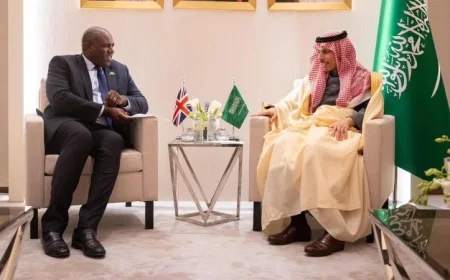 وزيرا خارجية السعودية وبريطانيا يناقشان تطورات الأوضاع في قطاع غزة