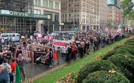 مظاهرات ضخمة في نيويورك تطالب بإنهاء الحرب في غزة خلال خطاب نتنياهو