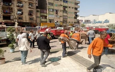 حملة كبرى لإزالة الإشغالات ورفع المخلفات في شبرا الخيمة