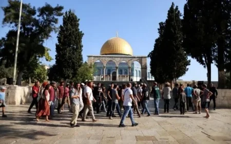 مستوطنون يقتحمون المسجد الأقصى وسط حراسة مشددة من الاحتلال الإسرائيلي