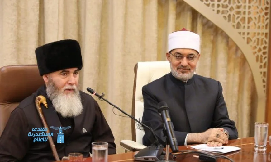 شاهد بالصور مفتي الجمهورية يلتقي مفتي الشيشان لبحث فرص التعاون المشترك