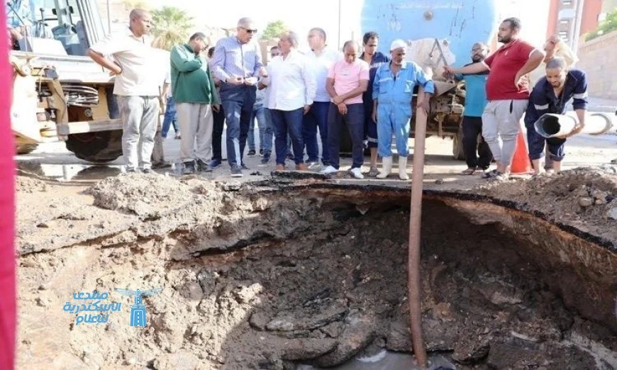 إصلاح خط المياه الرئيسي بمحطة جبل تقوق في أسوان بنجاح