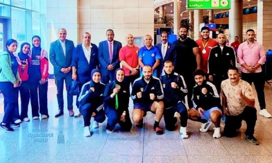 بعثة الكونغ فو تعود إلى القاهرة بعد تألقها في بطولة العالم للكبار في البرازيل