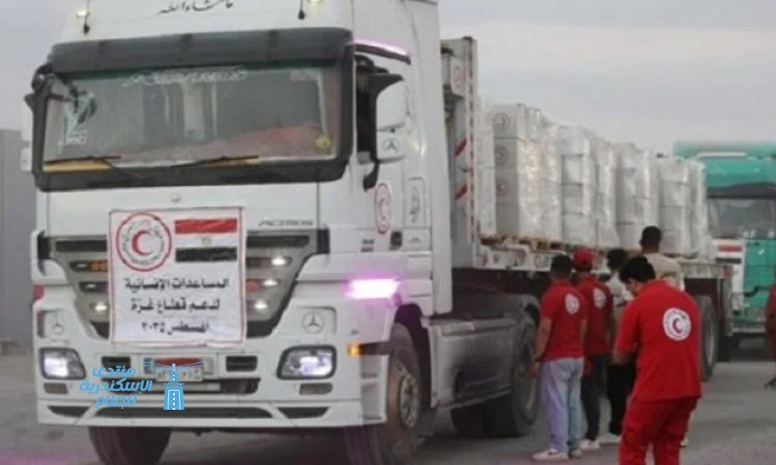 قافلة المساعدات الإنسانية الخامسة والثلاثون تصل إلى الفلسطينيين في قطاع غزة