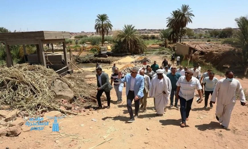 محافظ أسوان يتابع تنفيذ مشروع الصرف الصحي بغرب سهيل بتكلفة 350 مليون جنيه