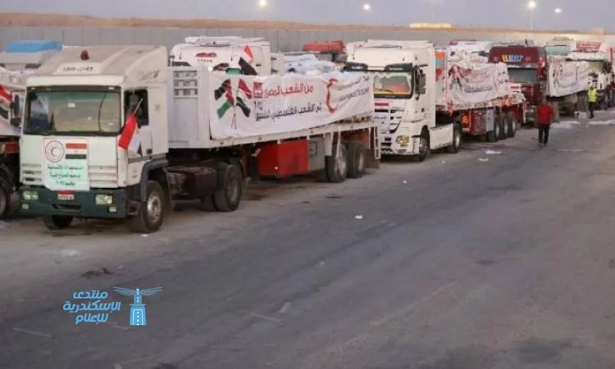 الهلال الأحمر يرسل قافلة زاد العزة بـ3200 طن مساعدات لدعم الفلسطينيين