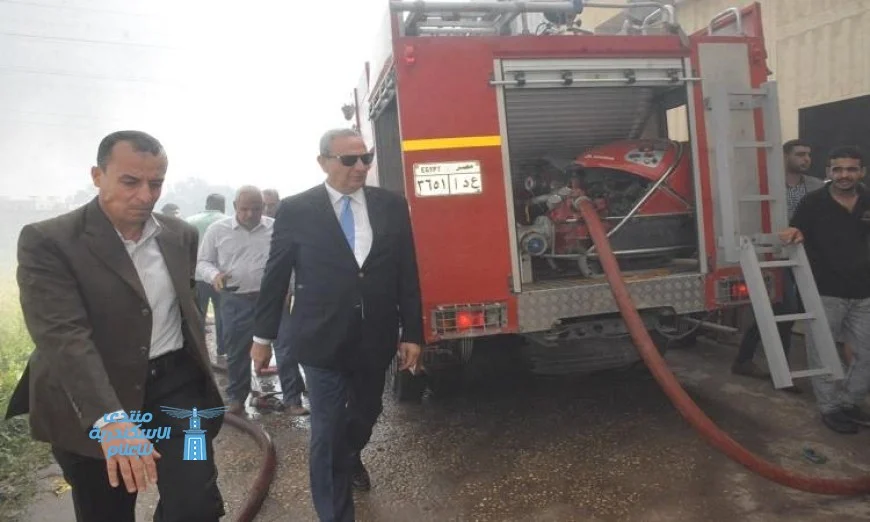 محافظ الغربية ومدير الأمن يتابعان مباشرة السيطرة على حريق مصنع السجاد في سمنود