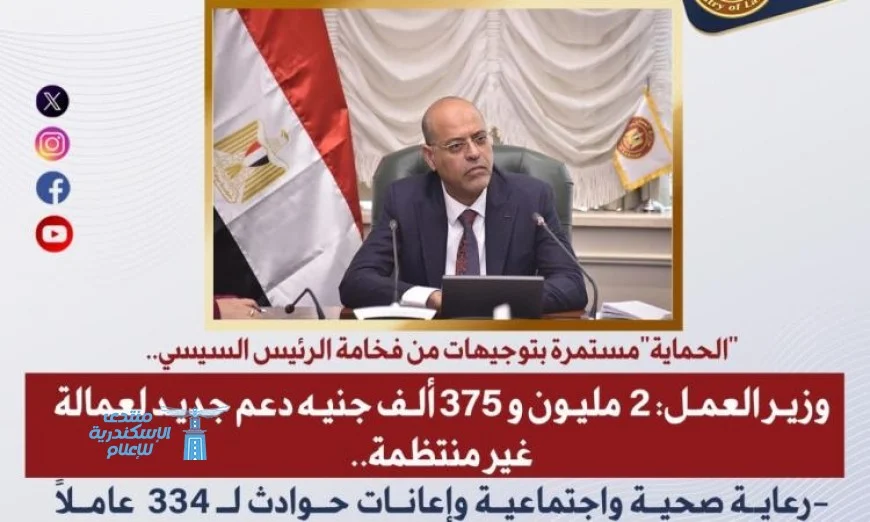دعم جديد بقيمة 2 مليون و375 ألف جنيه للعمالة غير المنتظمة من وزير العمل