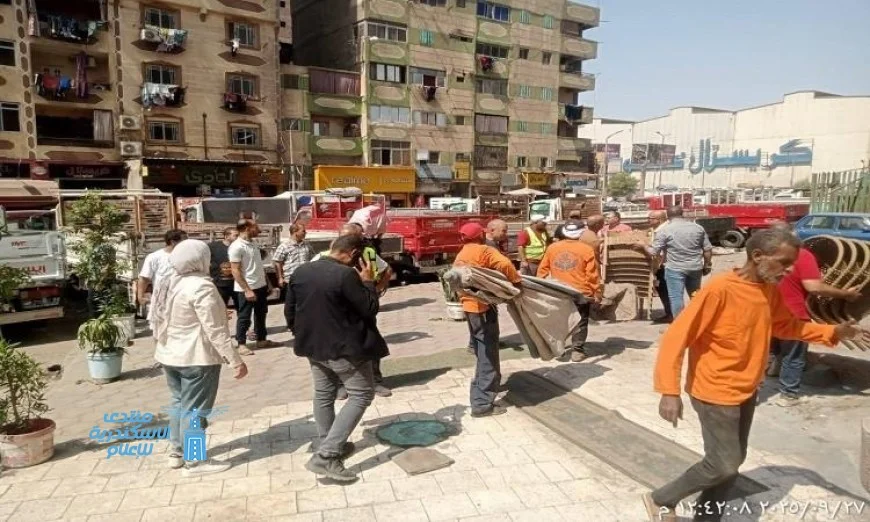 حملة كبرى لإزالة الإشغالات ورفع المخلفات في شبرا الخيمة