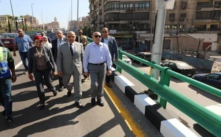 محافظ القاهرة يقوم بجولة تفقدية لكوبري أحمد سعيد المعدني بعد الانتهاء من تطويره