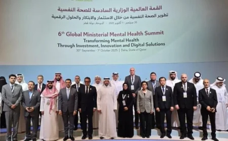 وزارة الصحة تسلط الضوء على الصحة النفسية في القمة العالمية الوزارية بقطر