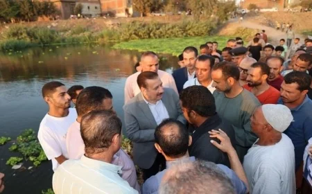 محافظ المنوفية يقوم بجولة تفقدية للمناطق المتأثرة بارتفاع منسوب النيل