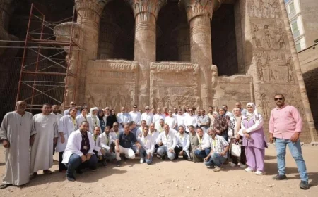 شاهد بالصور زيارة وزير السياحة لمدينة إسنا لمتابعة تطورات ترميم معبد إسنا